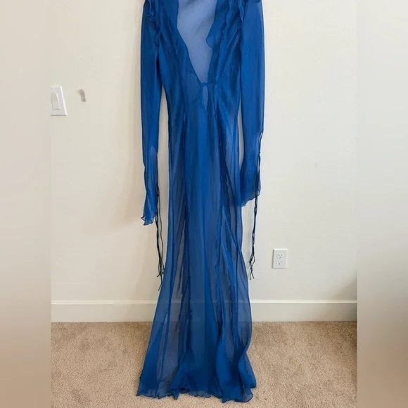 Rat & Boa Cobalt Blue Farretti sheer maxi dress L - Picture 11 of 12